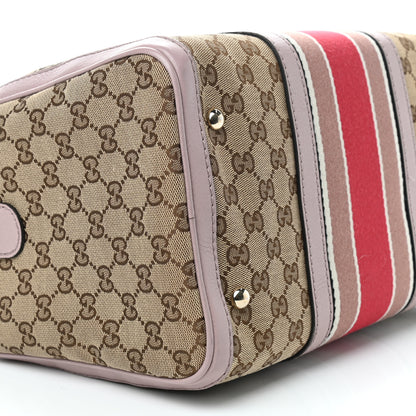 Gucci Monogram Selleria Calfskin Vintage Web Medium Boston New Sand Lilas 8 of 10