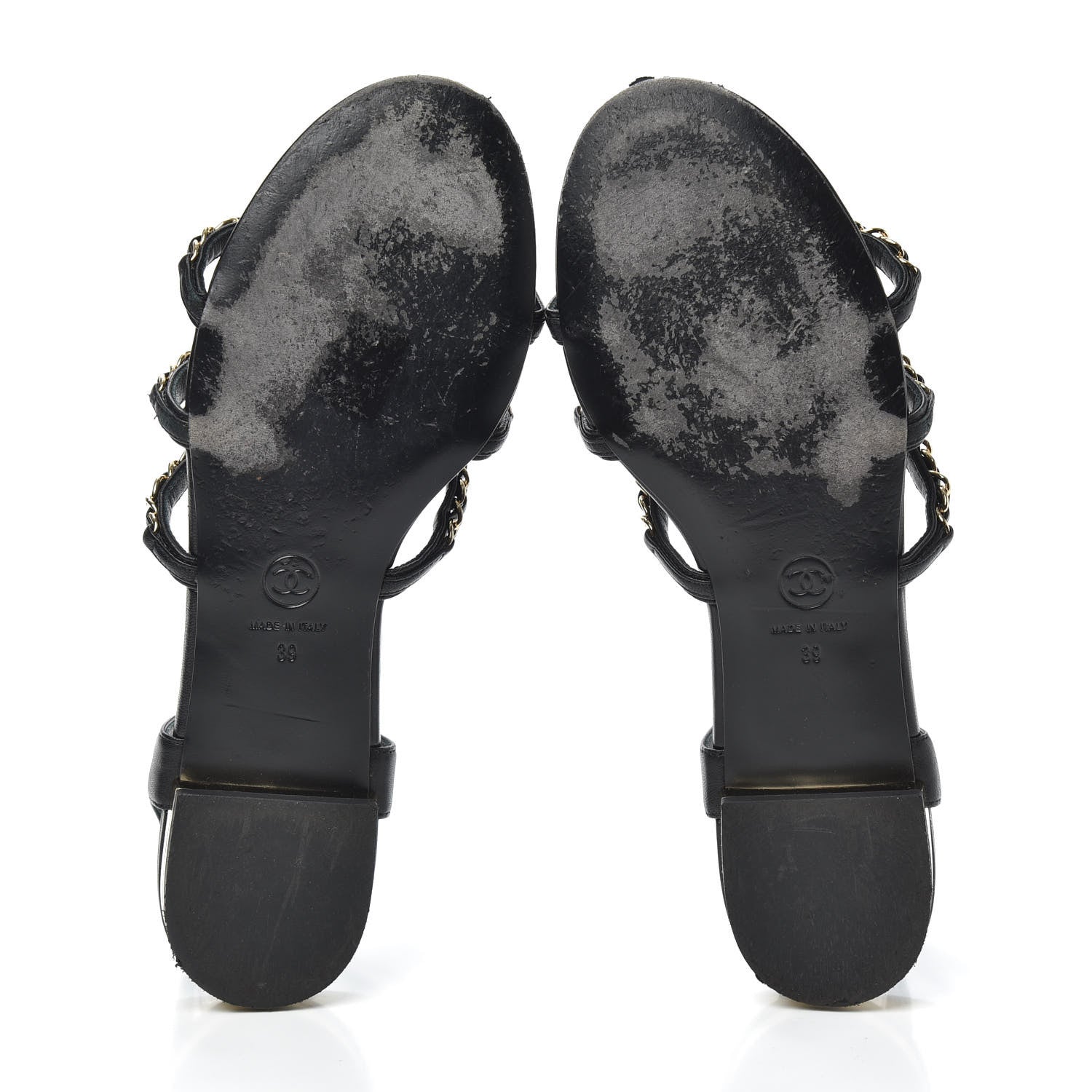 Chanel Lambskin CC Chain Sandals 39 Black 8 of 8