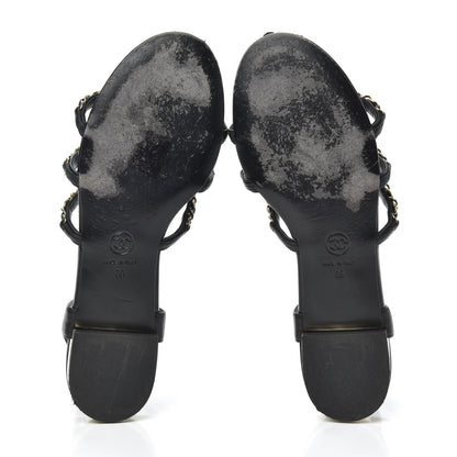 Chanel Lambskin CC Chain Sandals 39 Black 8 of 8