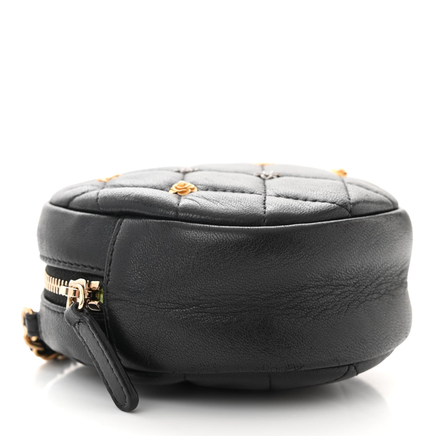 Chanel Lambskin Quilted Studded Round Clutch With Chain Black 4 of 10
