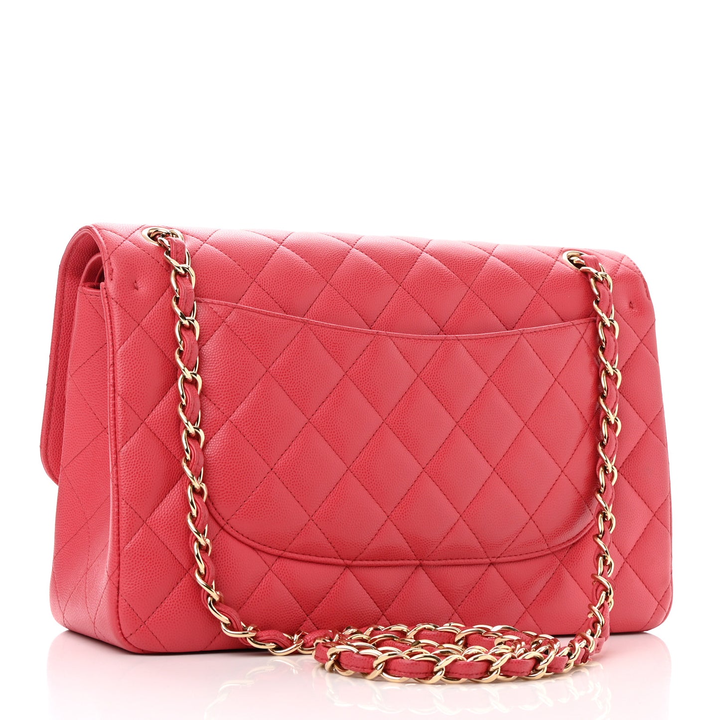 Caviar Quilted Jumbo Double Flap Dark Pink