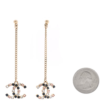 Chanel Crystal CC Drop Earrings Pink Grey Gold 2 of 5