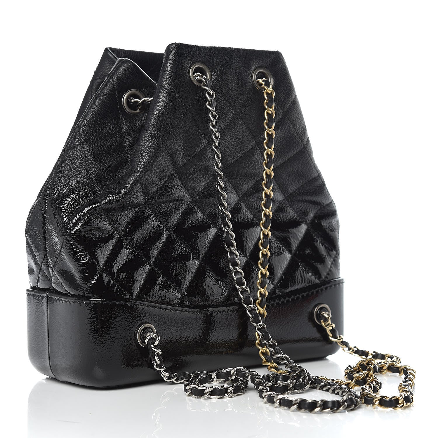 Chanel Patent Goatskin Quilted Small Gabrielle Backpack Black 3 of 9