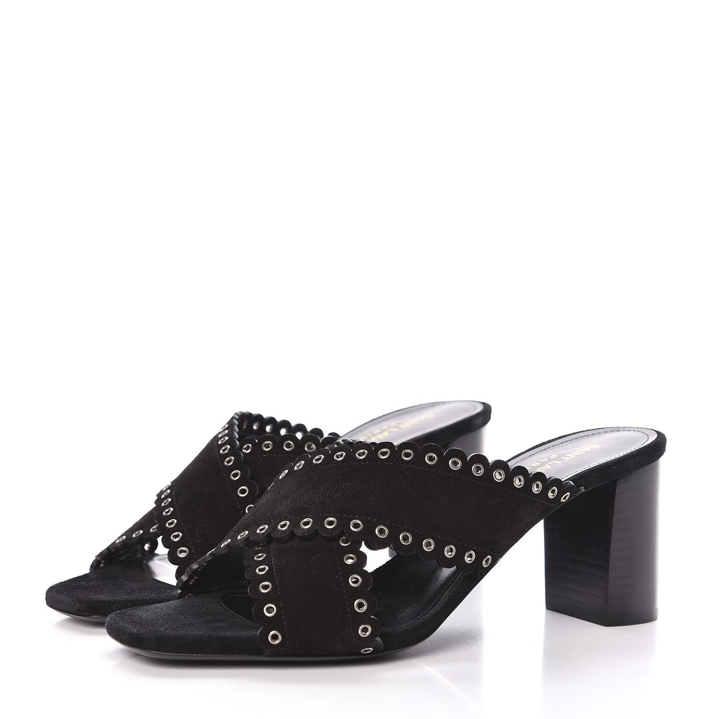 Suede Eyelet LouLou 70 Mules 38 Black