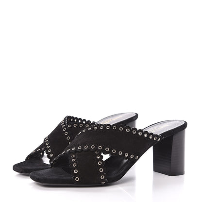 Saint Laurent Suede Eyelet LouLou 70 Mules 38 Black 3 of 9