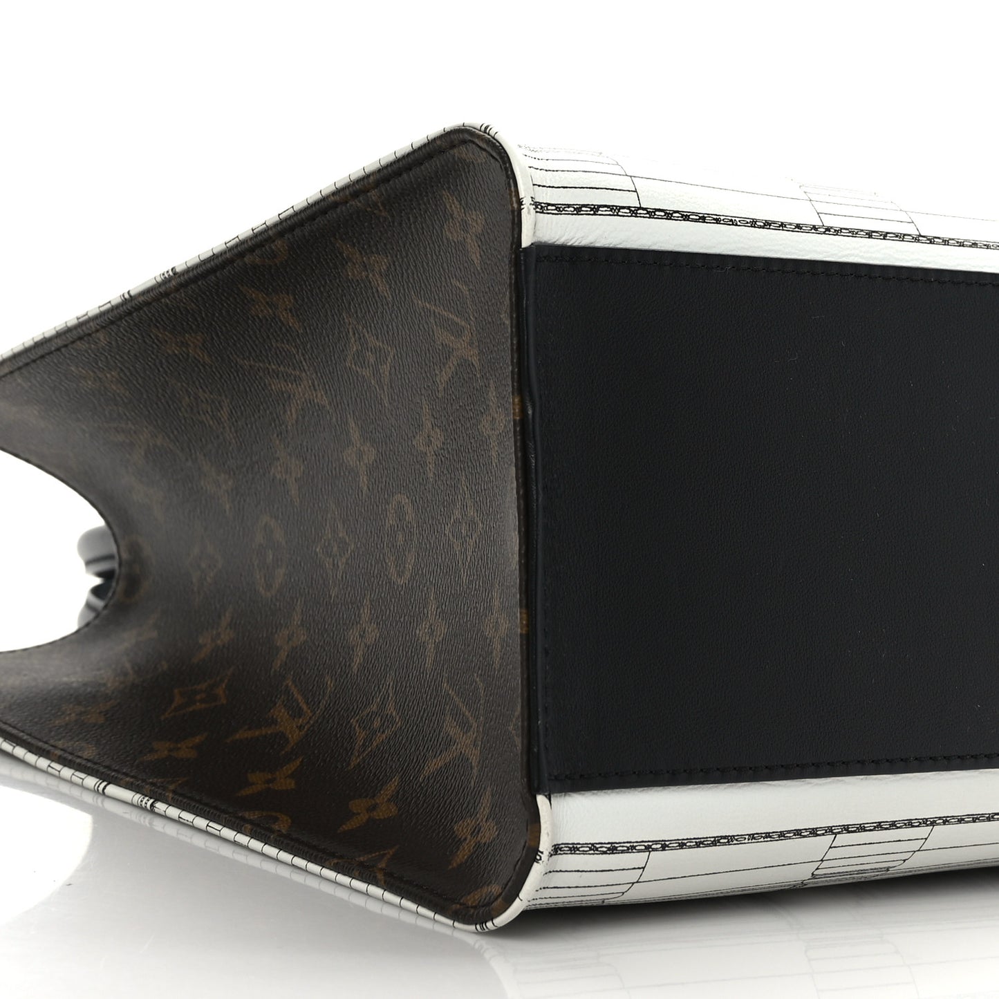 X FORNASETTI Calfskin Architettura Onthego MM Black White