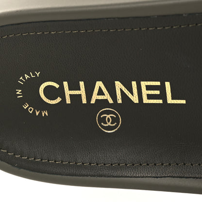 Chanel Canvas Chain Flat Sandals 39 Khaki 8 of 8