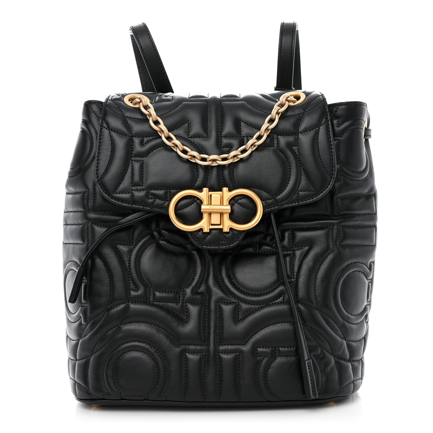 Calfskin Quilted Gancini Backpack Black