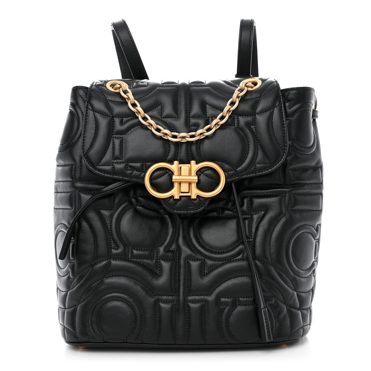 Salvatore Ferragamo Calfskin Quilted Gancini Backpack Black 1 of 10