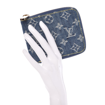 Louis Vuitton Denim Mini Zippy Wallet Blue 2 of 6