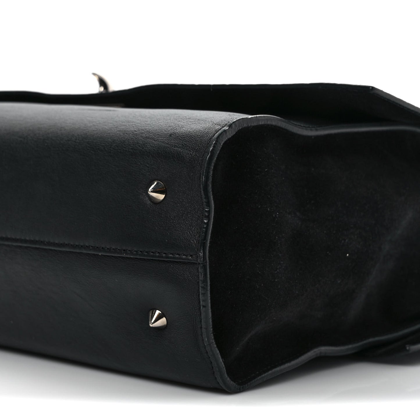 Calfskin Crocodile Embossed Medium Shark Lock Satchel Black