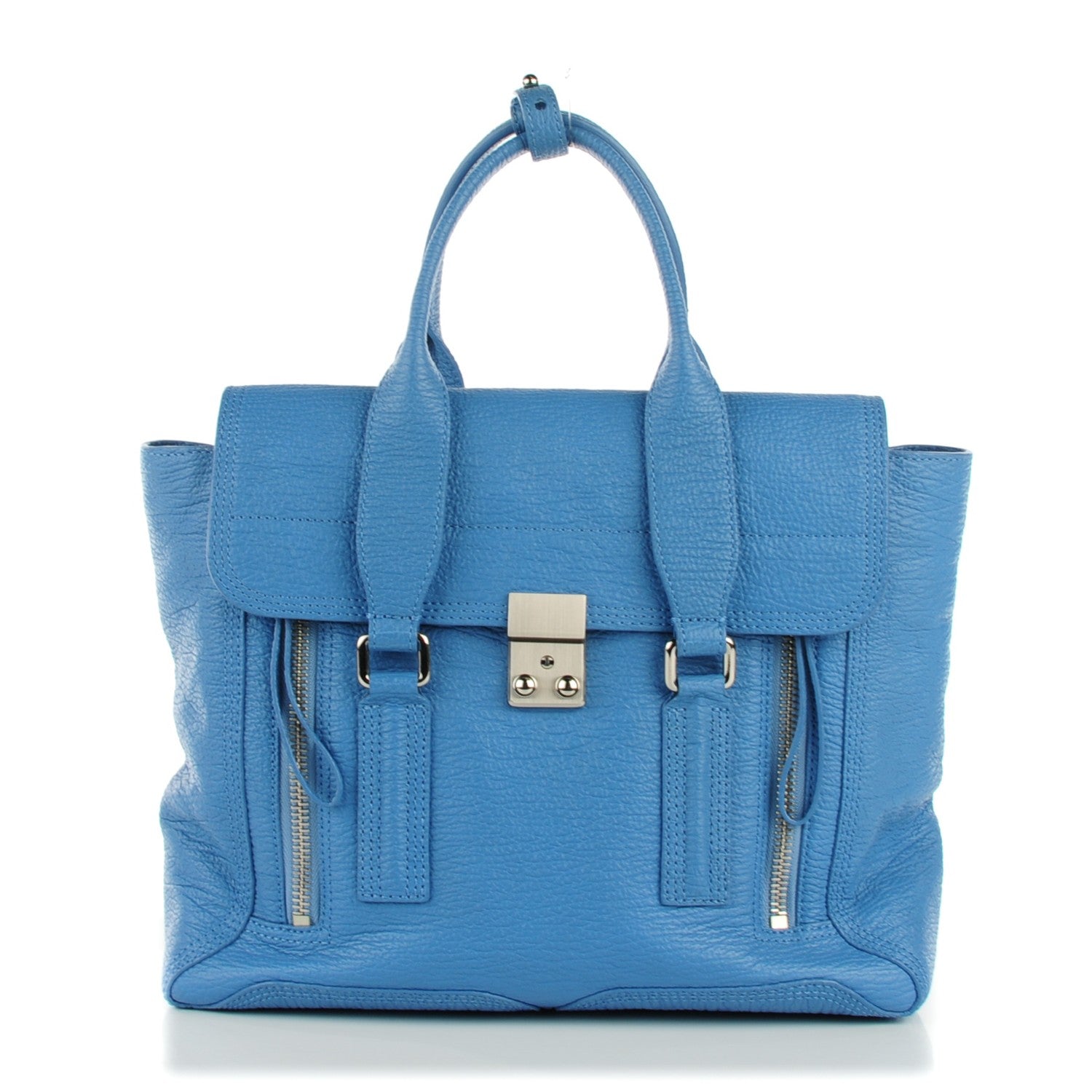 3.1 Phillip Lim 3.1 Textured Calfskin Medium Pashli Satchel Light Blue 1 of 7