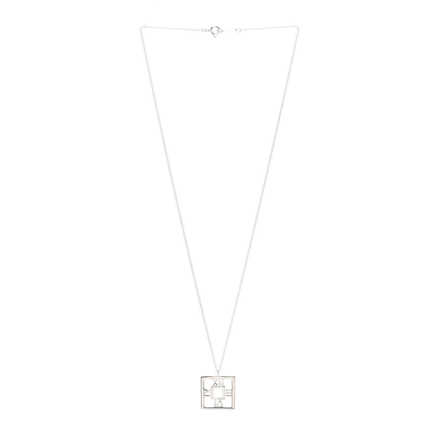 Sterling Silver Atlas Square Pendant Necklace