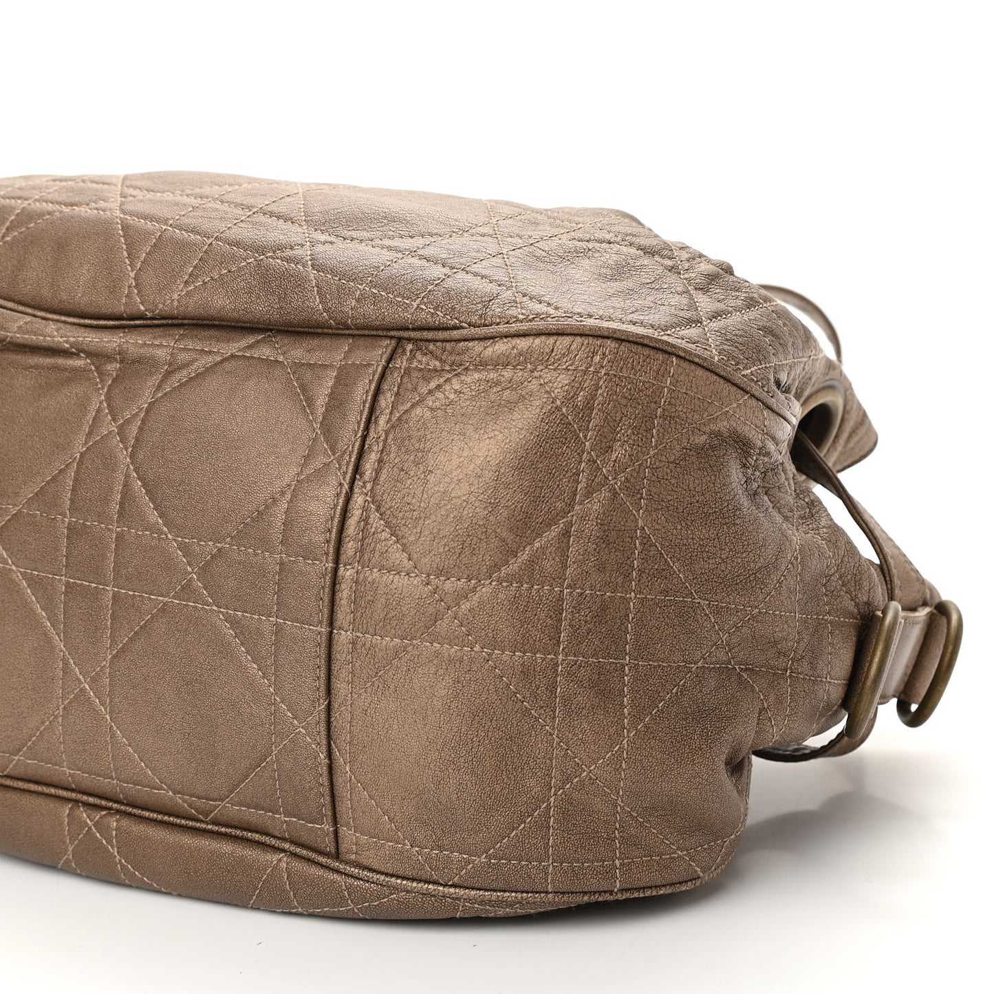 Metallic Lambskin Drawstring Cannage Flap Bag Bronze