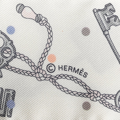 Hermes Silk Les Cles A Pois Twilly White Gris Acier 4 of 4