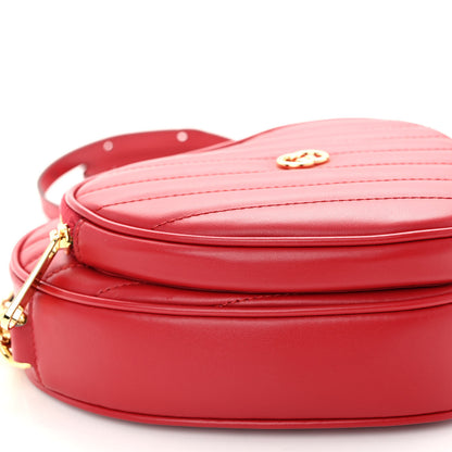 Gucci Calfskin Matelasse Diagonal Mini Interlocking G Heart Shoulder Bag Hibiscus Red 9 of 10