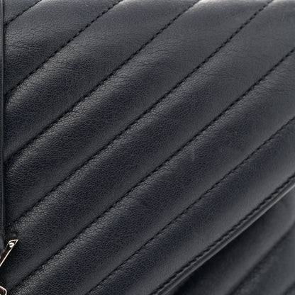 Saint Laurent Sheepskin Matelasse Chevron Monogram Medium College Bag Deep Marine 15 of 15