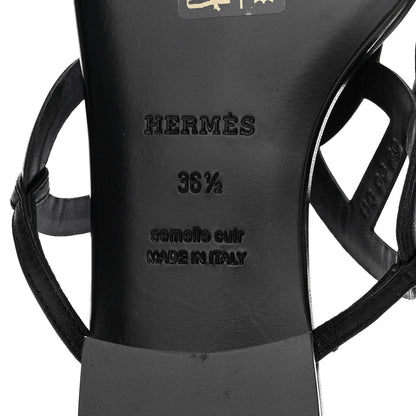 Hermes Nappa Womens Beach Sandals 36.5 Black 6 of 9