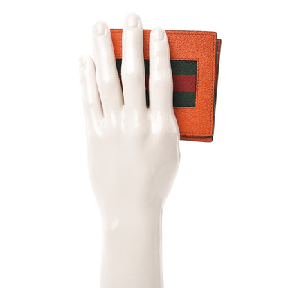 Gucci Grained Cinghiale Web Bi-Fold Wallet Orange 2 of 12