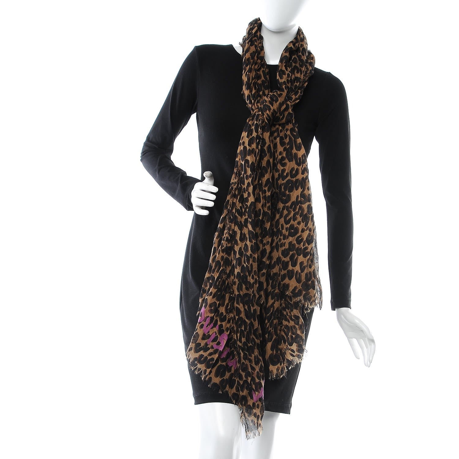 Louis Vuitton Cashmere Silk Leopard Etole Stole Marron 2 of 7