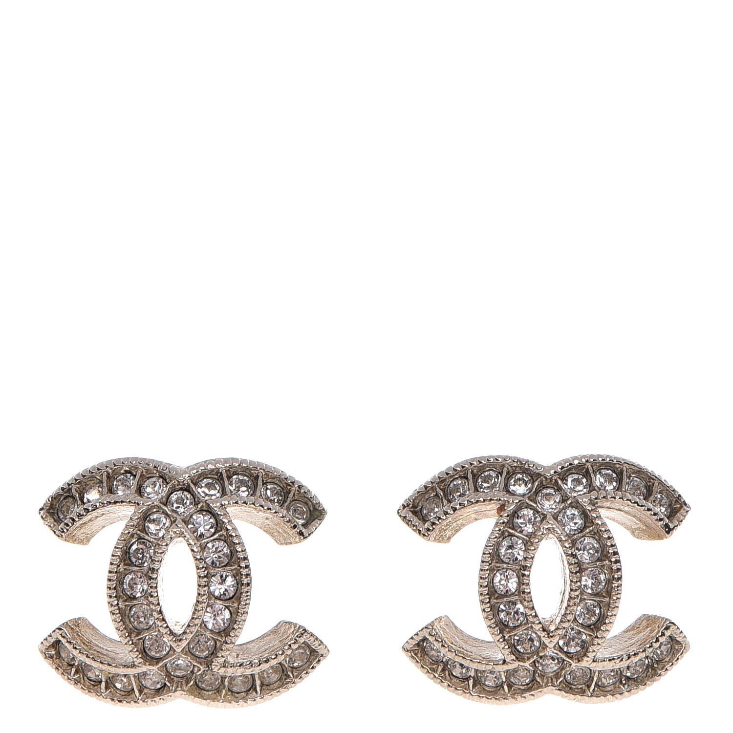Chanel Crystal CC Earrings Gold 1 of 7