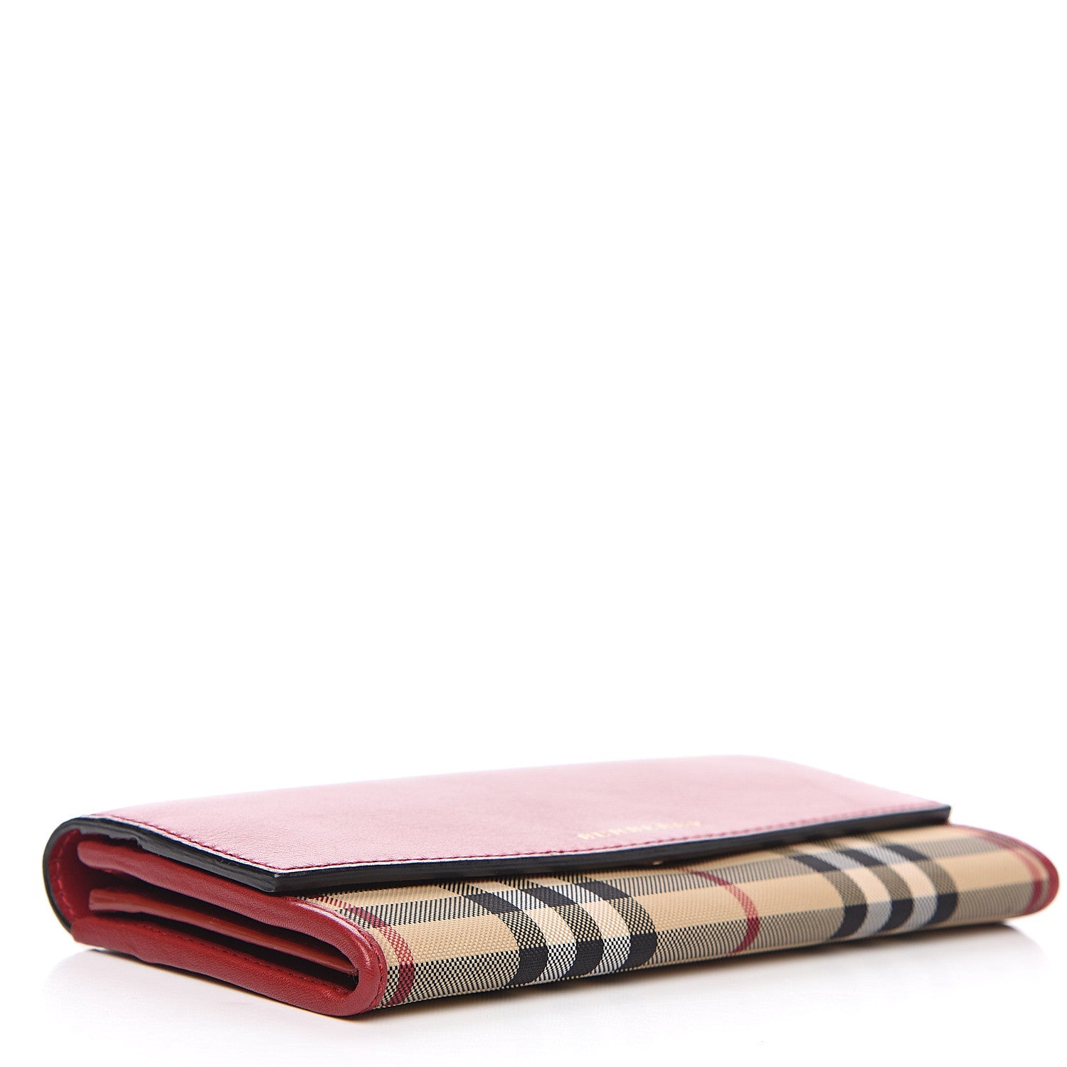Burberry Calfskin House Check Continental Wallet Red 3 of 9