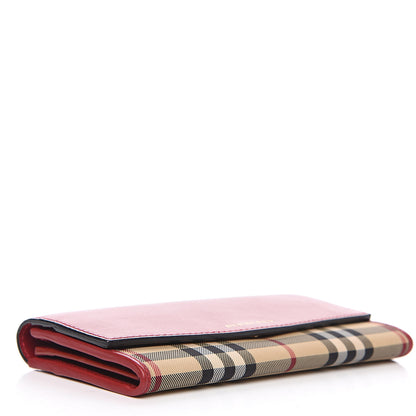 Burberry Calfskin House Check Continental Wallet Red 3 of 9