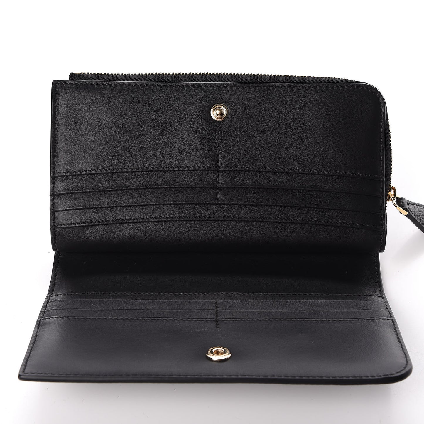 Grained Calfskin Zip Wallet Black