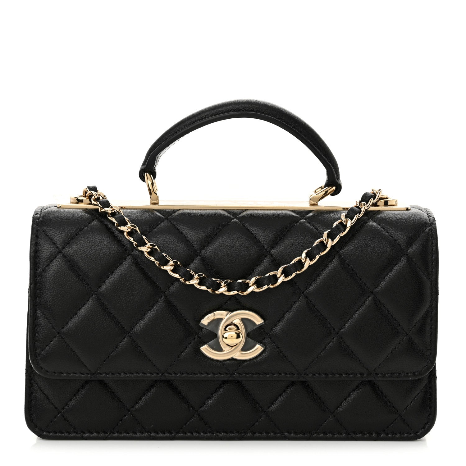 Chanel Lambskin Quilted Trendy CC Dual Handle Clutch With Chain Black 1 of 12