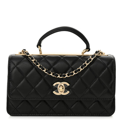 Chanel Lambskin Quilted Trendy CC Dual Handle Clutch With Chain Black 1 of 12