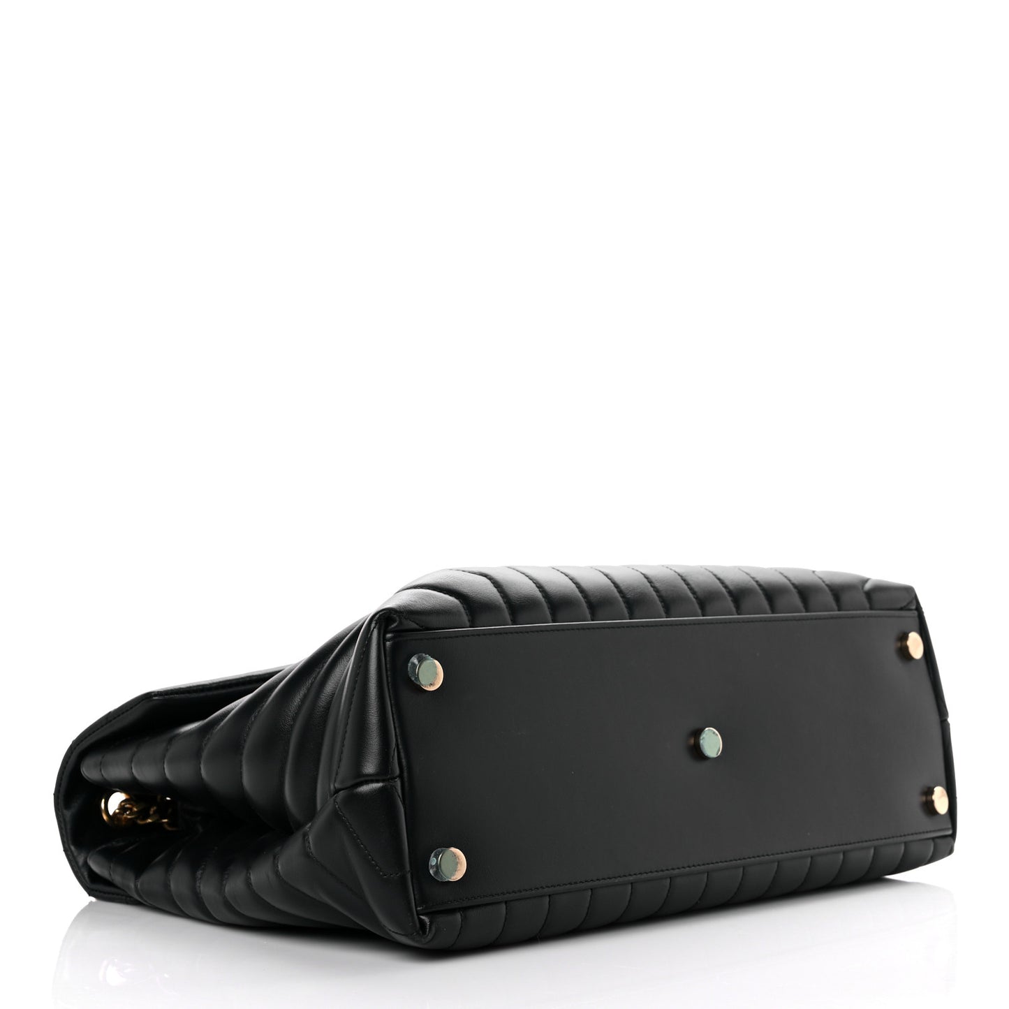 Calfskin Y Quilted Monogram Large Loulou Chain Satchel Black