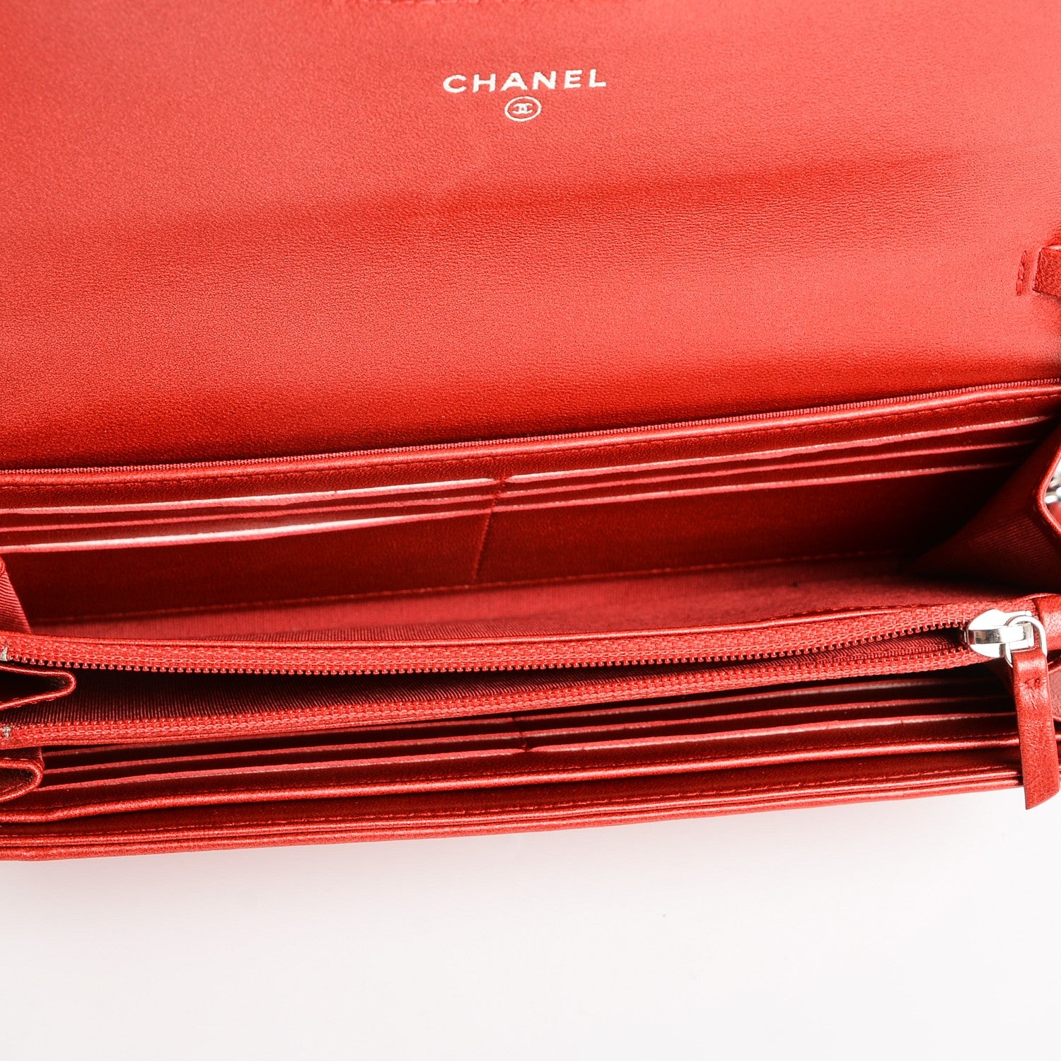 Chanel Lizard Wallet With Removable Chain Red 5 of 8