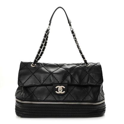 Chanel Calfskin Stitched Large Expandable Flap Bag Black 1 of 11