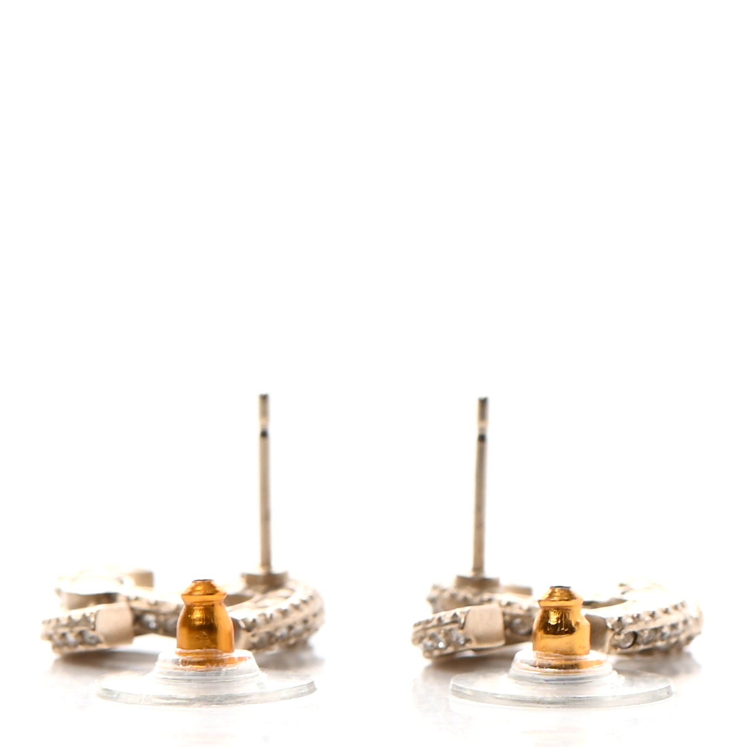 Chanel Crystal Timeless CC Earrings Light Gold 3 of 4