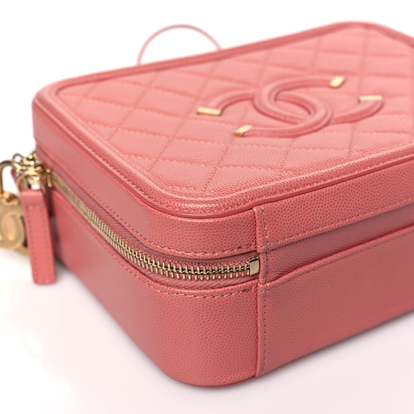 Caviar Quilted Medium CC Filigree Vanity Case Pink