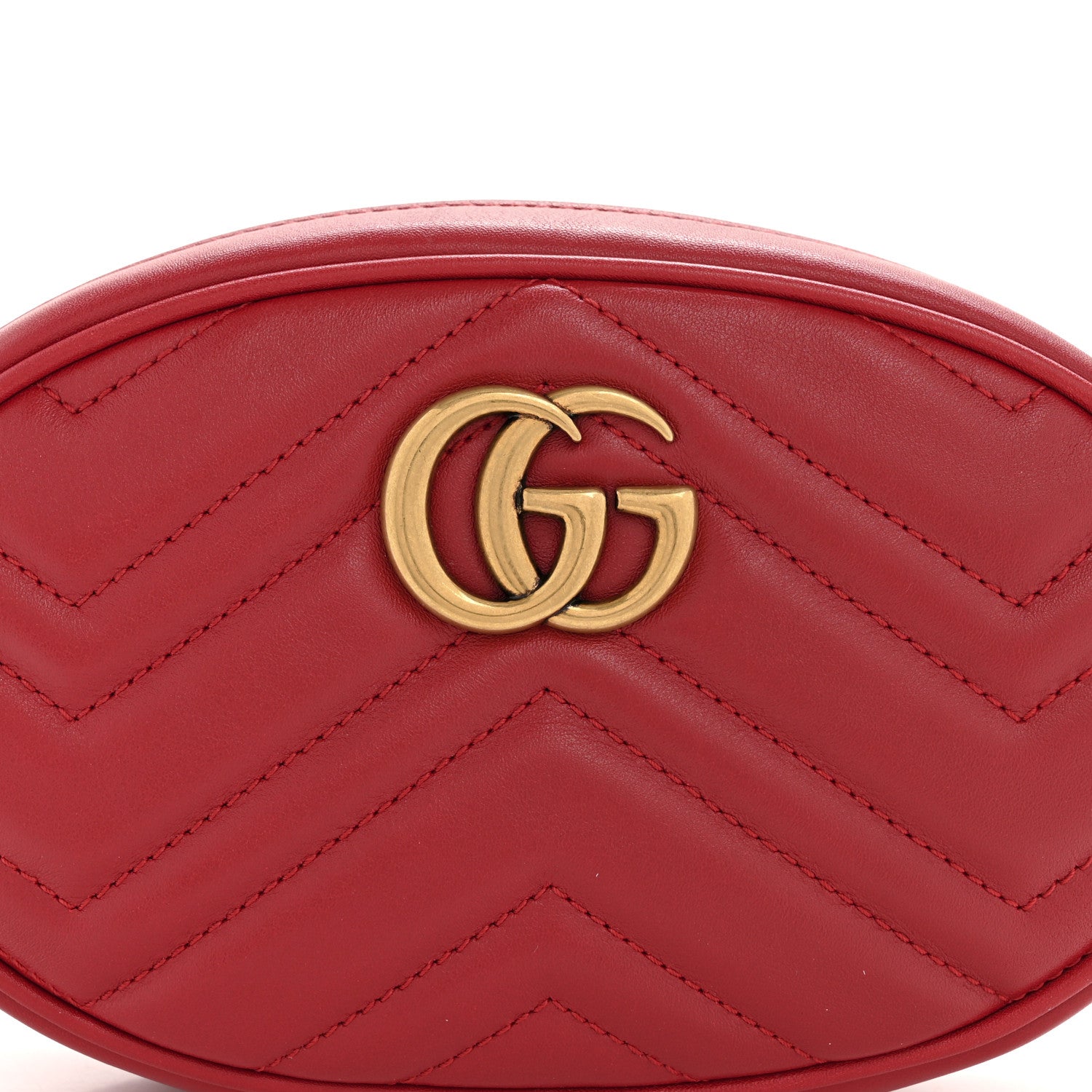 Gucci Calfskin Matelasse GG Marmont Belt Bag 75 30 Hibiscus Red 8 of 10