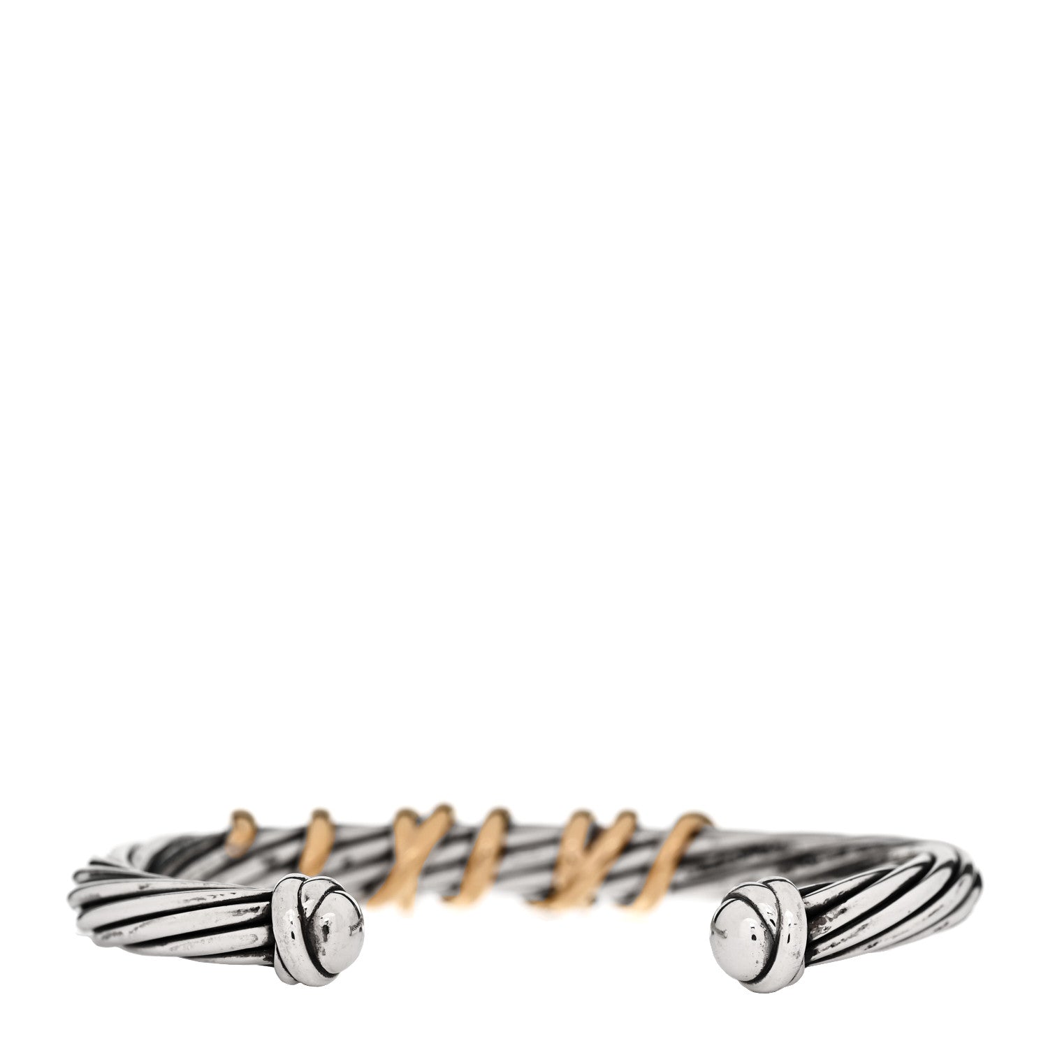 David Yurman Sterling Silver 18K Yellow Gold Diamond 6mm Helena Station Bracelet 2 of 3