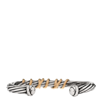 David Yurman Sterling Silver 18K Yellow Gold Diamond 6mm Helena Station Bracelet 2 of 3