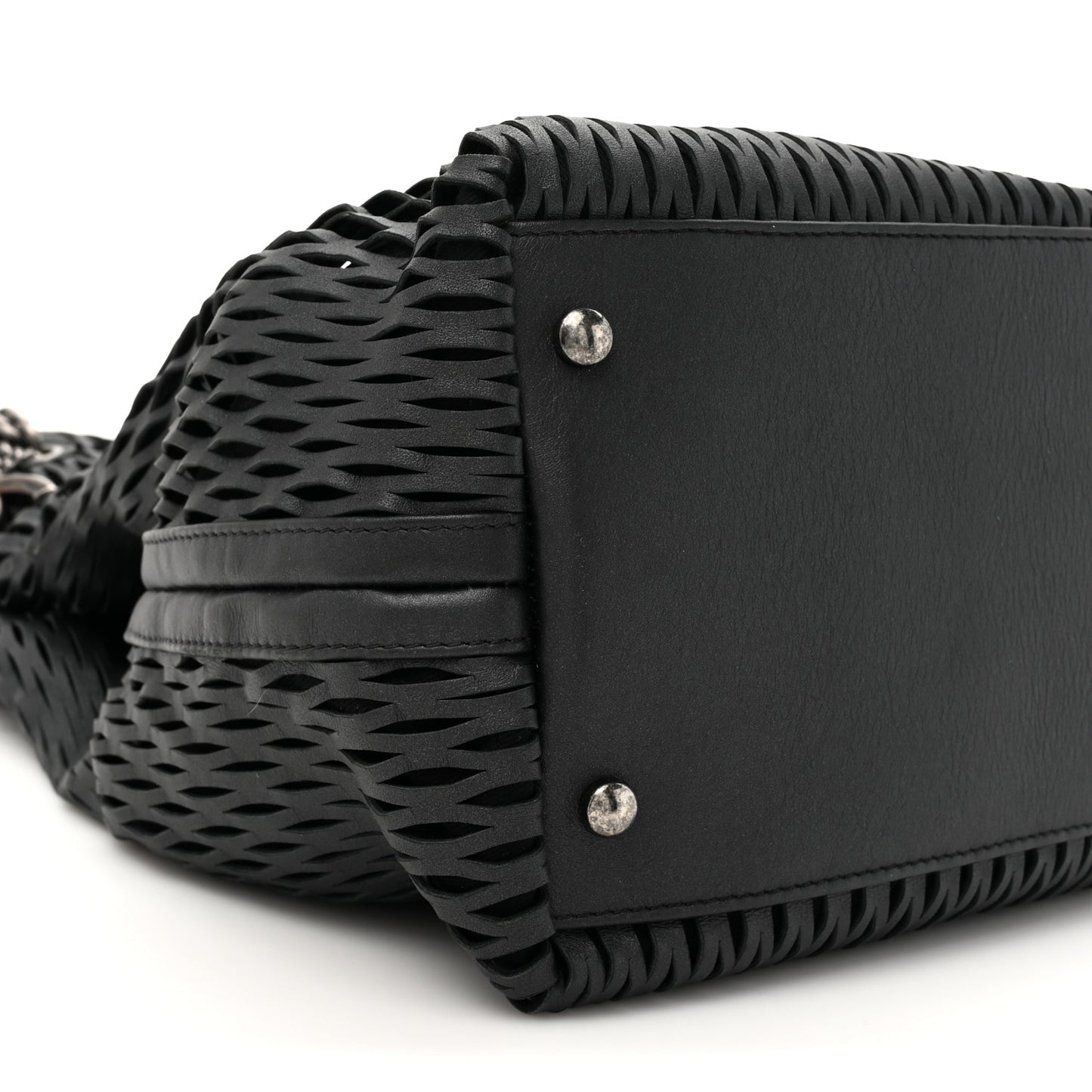 Calfskin Laser Cut Perforated CC Tote Black