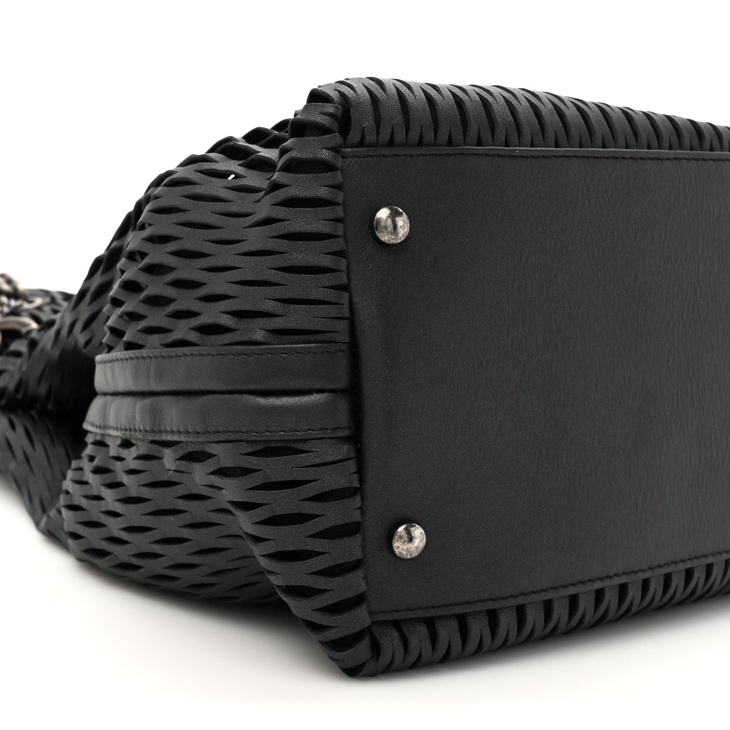 Chanel Calfskin Laser Cut Perforated CC Tote Black 10 of 10