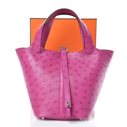Hermes Ostrich Picotin Lock 18 Rose Pourpre 10 of 10
