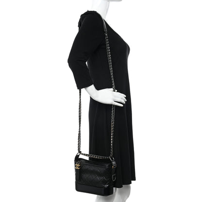 Chanel Aged Calfskin Quilted Small Gabrielle Hobo Black 2 of 10