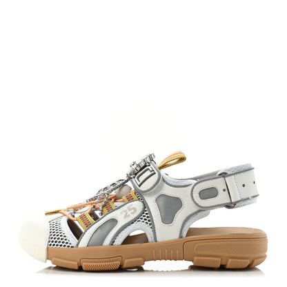Gucci Mesh Fabric Tinsel Sport Sandals 36 White Silver 1 of 4