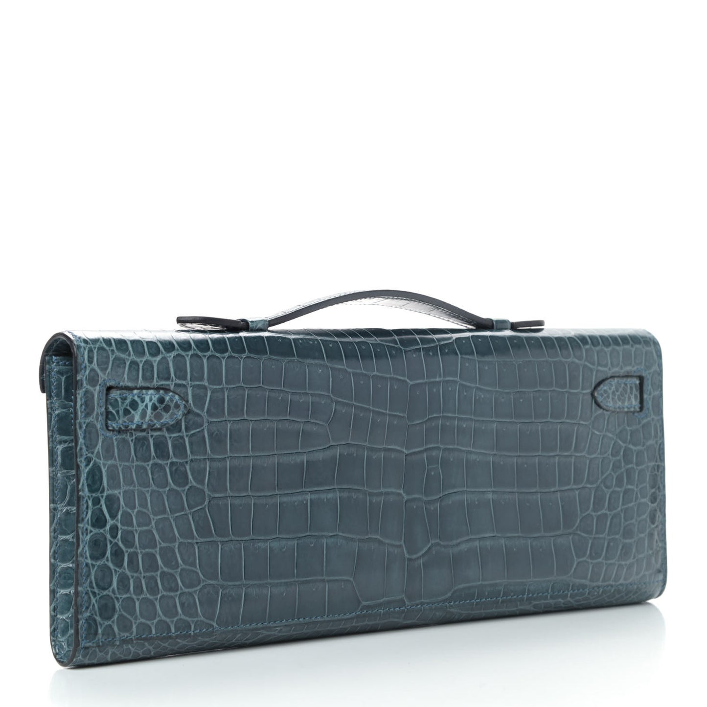 Shiny Porosus Crocodile Kelly Cut Pochette Colvert