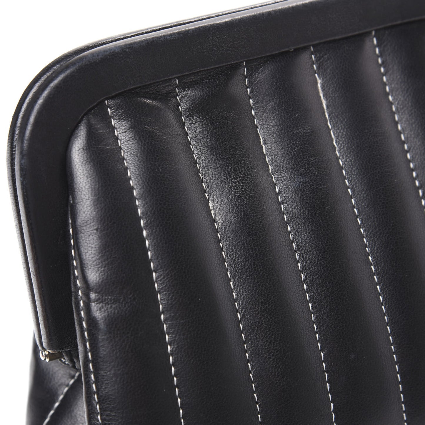Lambskin Vertical Quilted Mademoiselle Clutch Black