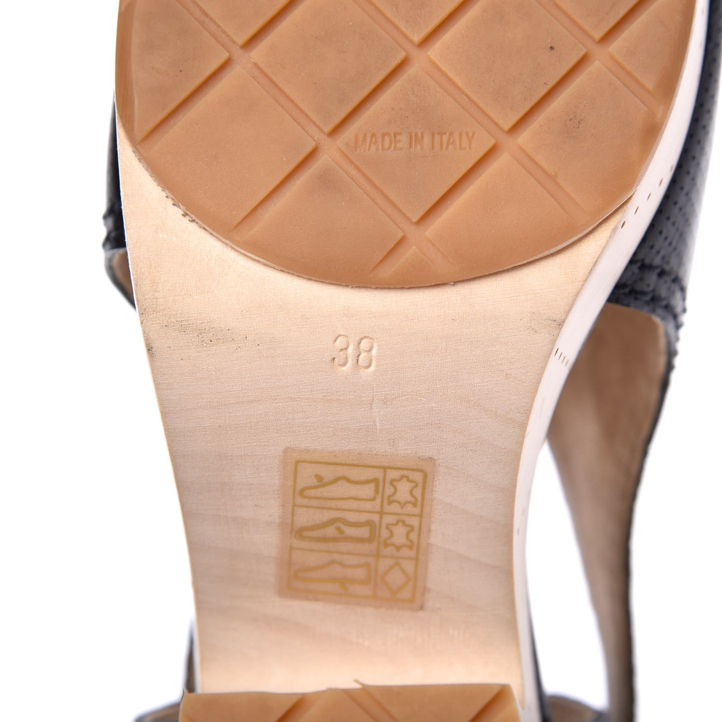 Lambskin Perforated Wood CC Clogs 38 Black