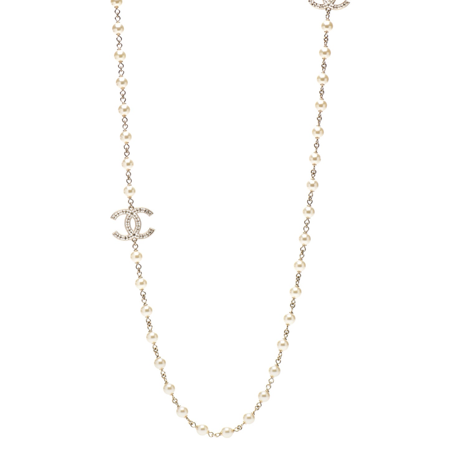 Chanel Pearl CC Long Necklace Gold 1 of 4