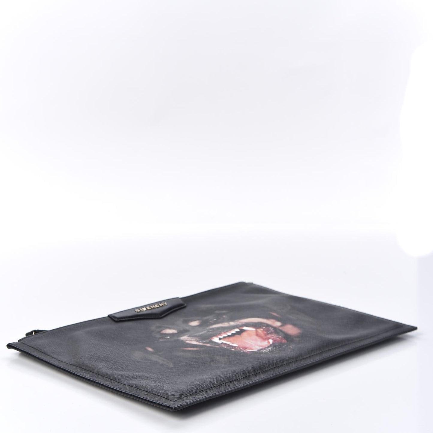 Textured Coated Canvas Rottweiler Print Large Cosmetic Pouch Black