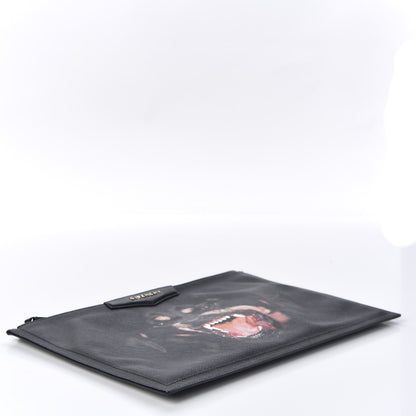 Givenchy Textured Coated Canvas Rottweiler Print Large Cosmetic Pouch Black 3 of 9
