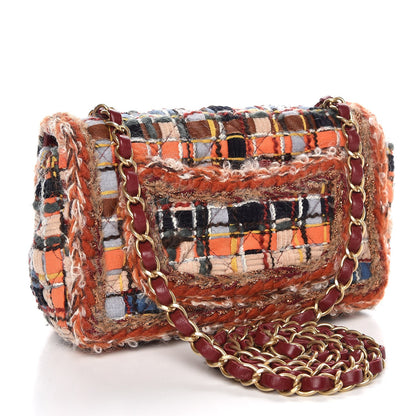 Chanel Tweed Quilted Mini Rectangular Flap Blue Orange Navy Beige 3 of 8